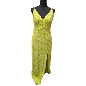 Amore Bella Green Sequin Halter Pull Over Maxi Evening Dress Sz L